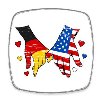 Drapeau allemand des États-Unis se tenant la main utilisé - Magnet carré - blanc - Devant