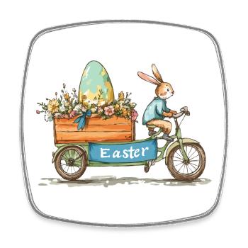 Funny Easter Bunny Cool Easter Bunny - Square fridge magnet - white - Front
