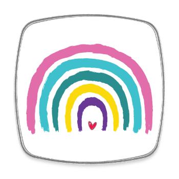 Rainbow with heart colors of the 90s - Square fridge magnet - white - Front