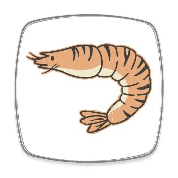 Pastel shrimp cartoon stripe tiger - Square fridge magnet - white - Front