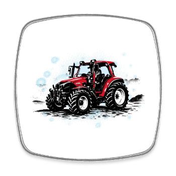 Red Tractor – Vintage Halftone Trekker - Square fridge magnet - white - Front