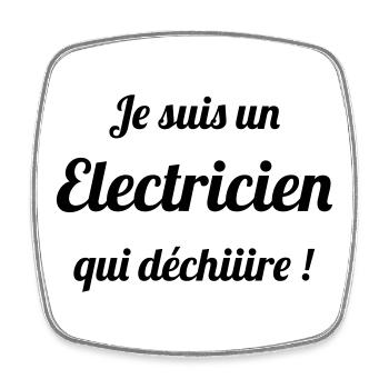 Électricien Qui Déchire : L'As des Disjoncteurs - Magnet carré - blanc - Devant