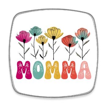 Lebendige Blumen-MOMMA-Typografie zum Muttertag - Viereckiger Kühlschrankmagnet - Weiß - Vorne