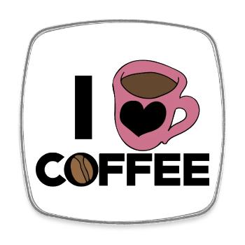 Heart Mug in Pink on Black - Square fridge magnet - white - Front
