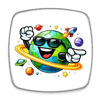 Weltraumreise der Erde Sonnenbrille - Viereckiger Kühlschrankmagnet - Weiß - Vorne
