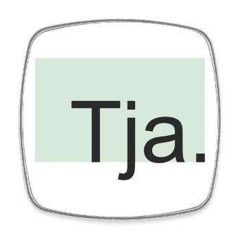 Tja Typografie in Mint - Viereckiger Kühlschrankmagnet - Weiß - Vorne