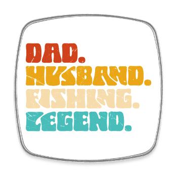 Papa Husband Fisherman Legend Gift Father Fishing Couple - Square fridge magnet - white - Front