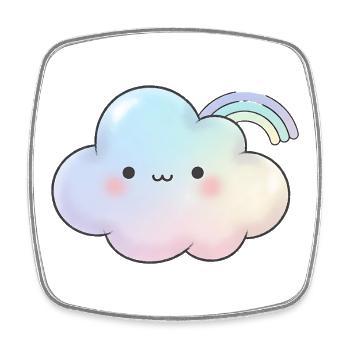 Kawaii Wolke Geschenk für Mädchen Kinder - Viereckiger Kühlschrankmagnet - Weiß - Vorne