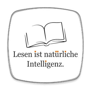 Lesen ist natürliche Intelligenz - Viereckiger Kühlschrankmagnet - Weiß - Vorne
