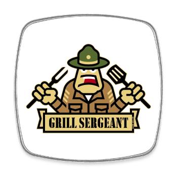 Grill Sergeant (Grilling / BBQ / Barbecue / Outl) - Square fridge magnet - white - Front