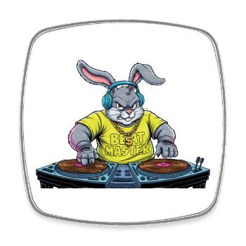 Heavy Metal Osterhase Rocker Ostern Hardcore Hase - Viereckiger Kühlschrankmagnet - Weiß - Vorne