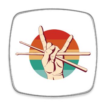 Drummer Rock - Viereckiger Kühlschrankmagnet - Weiß - Vorne