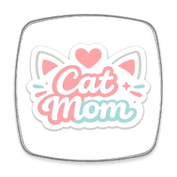 Motif pastel de maman chat - Magnet carré - blanc - Devant