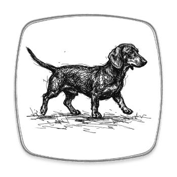 Dackel Sketch – Minimalistisches Hund Design - Viereckiger Kühlschrankmagnet - Weiß - Vorne