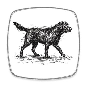 Labrador Sketch – Minimalistisches Hund Design - Viereckiger Kühlschrankmagnet - Weiß - Vorne