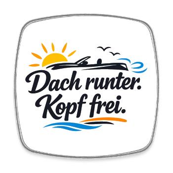 Dach runter Kopf frei Cabrio Spruch lustig  - Viereckiger Kühlschrankmagnet - Weiß - Vorne