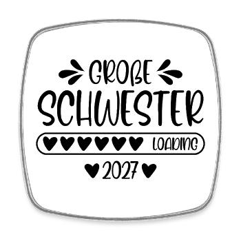 Große Schwester 2027 loading - Viereckiger Kühlschrankmagnet - Weiß - Vorne