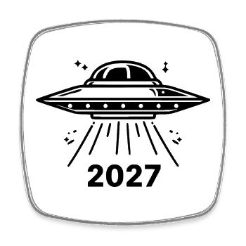 UFO black - Square fridge magnet - white - Front