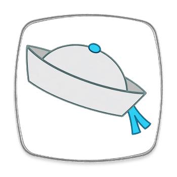 Bonnet de marin, marin - Magnet carré - blanc - Devant