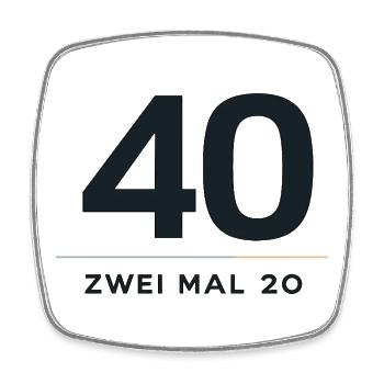 40 Jahre Zweimal 20 Design - Viereckiger Kühlschrankmagnet - Weiß - Vorne