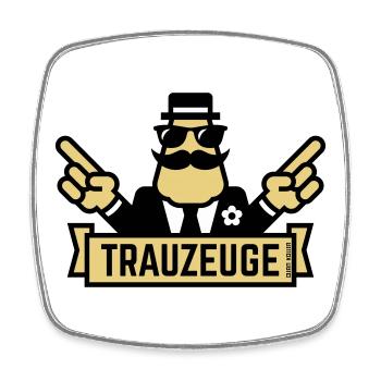 Trauzeuge Handzeichen (Polterabend / JGA / 3C) - Viereckiger Kühlschrankmagnet - Weiß - Vorne