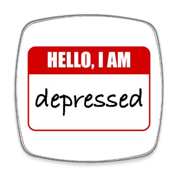 Hallo, ich bin depressiv - Viereckiger Kühlschrankmagnet - Weiß - Vorne