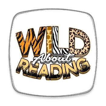 Wild About Reading Books Lover - Square fridge magnet - white - Front