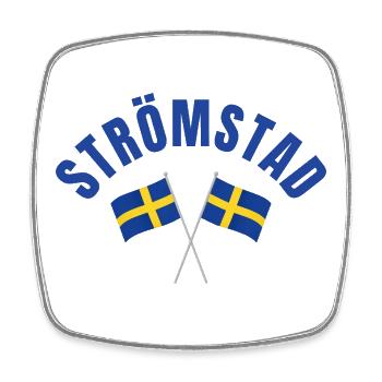 Schwedische Strömstad-Flaggen in Kreuzen - Viereckiger Kühlschrankmagnet - Weiß - Vorne