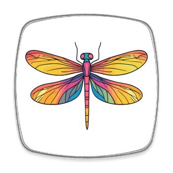 Rainbow Dragonfly Wings - Square fridge magnet - white - Front