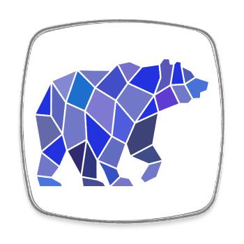 Geometrischer Bär aus Mosaik - Viereckiger Kühlschrankmagnet - Weiß - Vorne