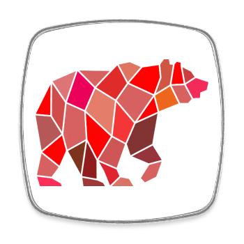 Geometrischer Bär aus Mosaik - Viereckiger Kühlschrankmagnet - Weiß - Vorne