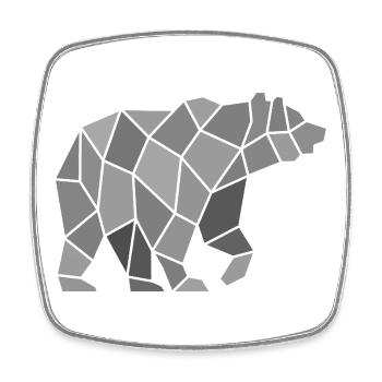 Ours géométrique à partir de fragments de mosaïque - Magnet carré - blanc - Devant