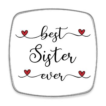 beste Schwester - Viereckiger Kühlschrankmagnet - Weiß - Vorne