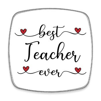Bester Lehrer - Viereckiger Kühlschrankmagnet - Weiß - Vorne