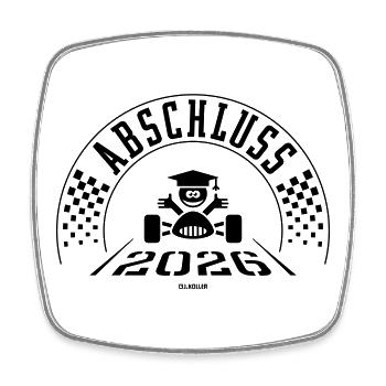Abschluss 2026 (Schulabschluss / Zieleinfahrt / B) - Viereckiger Kühlschrankmagnet - Weiß - Vorne
