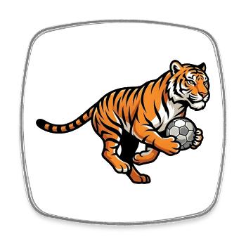 Starker Tiger Mit Fußball Für Fußballfans - Viereckiger Kühlschrankmagnet - Weiß - Vorne