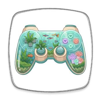 Ocean Controller – Süßer Gaming-Aufkleber - Viereckiger Kühlschrankmagnet - Weiß - Vorne