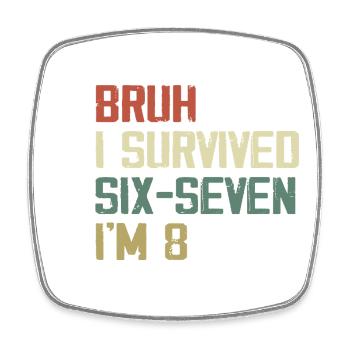 Design pour le 8e anniversaire – Enfin huit ans - Magnet carré - blanc - Devant