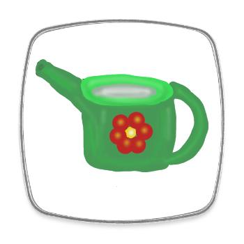 Arrosoir vert avec fleur rouge - Magnet carré - blanc - Devant