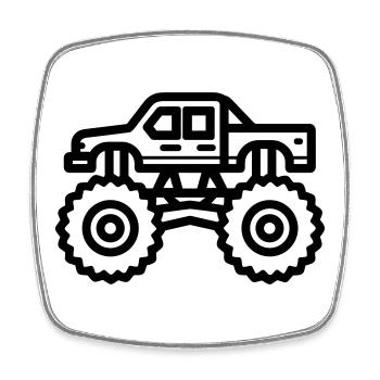 Monstertruck - Viereckiger Kühlschrankmagnet - Weiß - Vorne