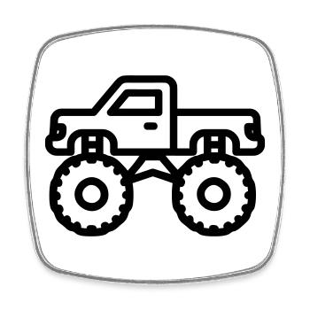Monstertruck - Viereckiger Kühlschrankmagnet - Weiß - Vorne