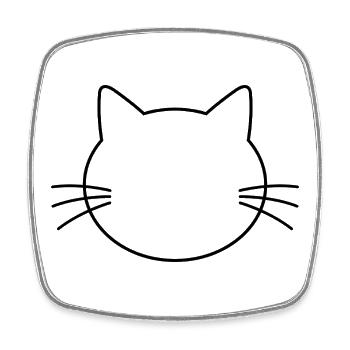 Cat head - Square fridge magnet - white - Front