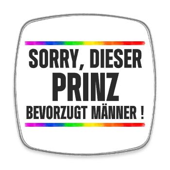 Prinz liebt Männer – Gay Pride, CSD Design Spruch - Viereckiger Kühlschrankmagnet - Weiß - Vorne