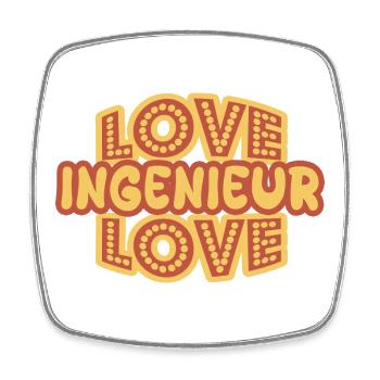 Love Ingenieur Love Retro Typo - Viereckiger Kühlschrankmagnet - Weiß - Vorne