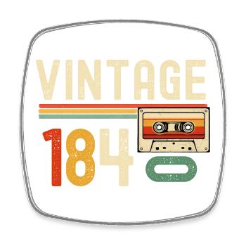 Cassette vintage 1840 - Magnet carré - blanc - Devant