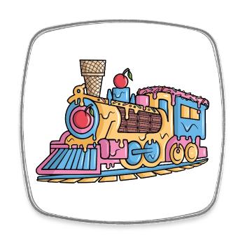 Dampflok Eiscreme Modelleisenbahn Eisenbahn - Square fridge magnet - white - Front