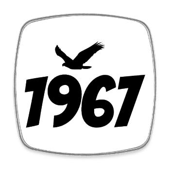 1967 Vintage Jahrgang Adler Grafik - Viereckiger Kühlschrankmagnet - Weiß - Vorne