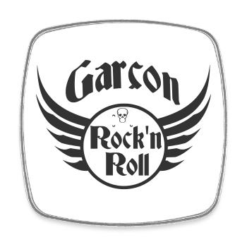 Garçon Rock and Roll Crâne Ailes - Magnet carré - blanc - Devant