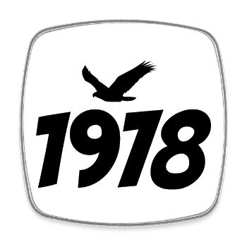1978 Vintage Jahrgang Adler Grafik - Viereckiger Kühlschrankmagnet - Weiß - Vorne