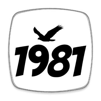 1981 Vintage Jahrgang Adler Grafik - Viereckiger Kühlschrankmagnet - Weiß - Vorne